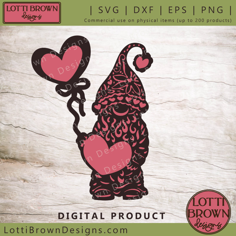 Valentine Gnome SVG cut file