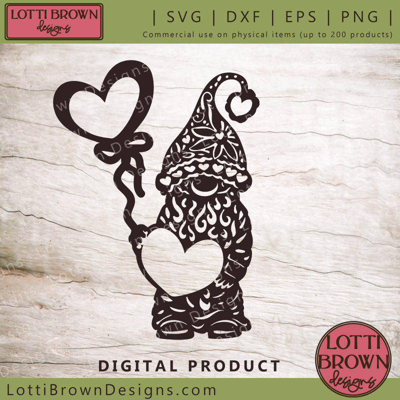 Cute Valentine gnome SVG file for your Valentines Day cutting machine crafting projects...