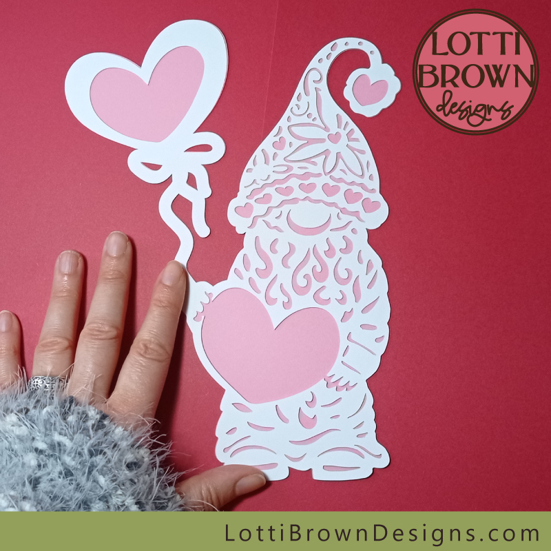 Valentine gnome SVG file papercut