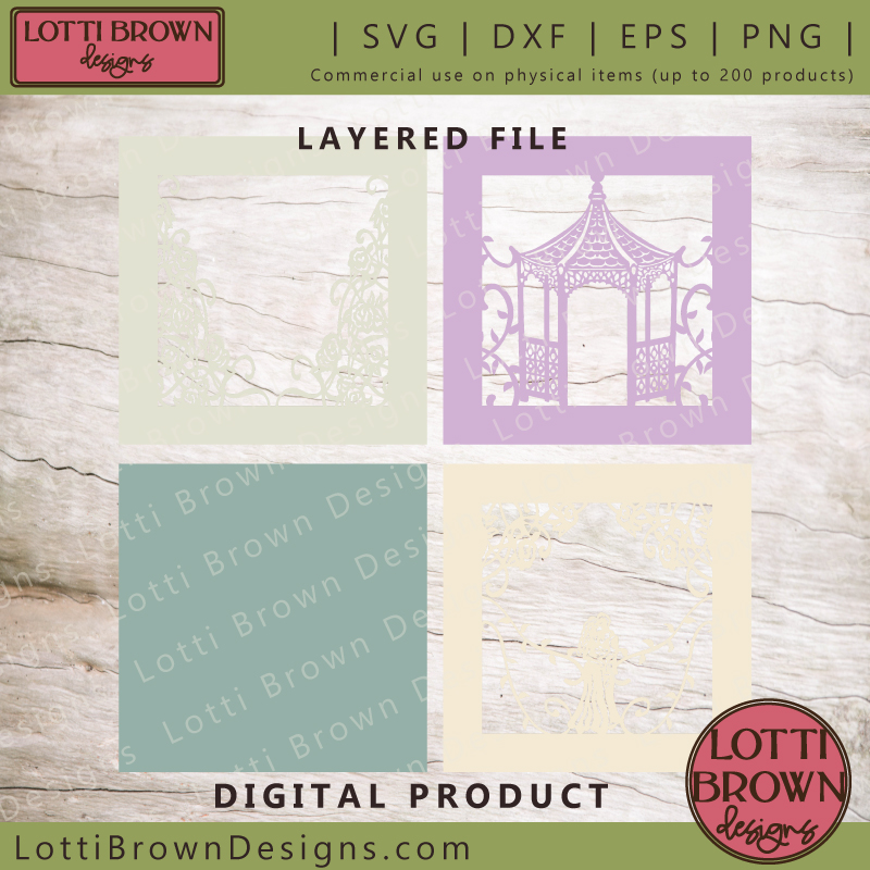 Wedding shadow box svg layered