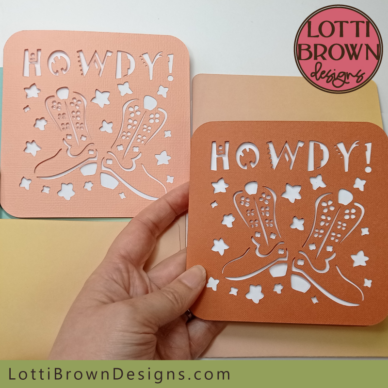 Say hello to someone with this fun Howdy card SVG template to make with your Cricut or similar cutting machine...