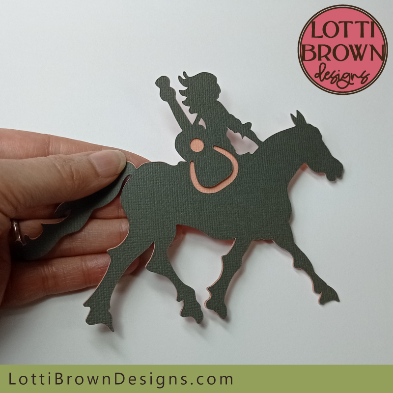 Small cowgirl on horse SVG