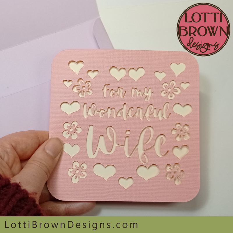 Wife card template in pretty pink