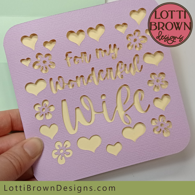 'For my Wonderful Wife' card template for birthday, anniversary or Valentines Day