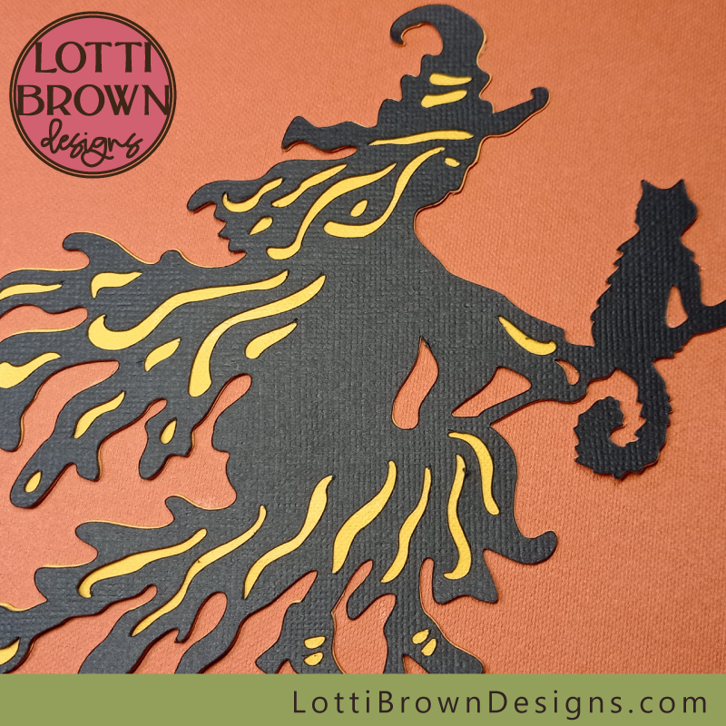 Witch and cat SVG design - close up look