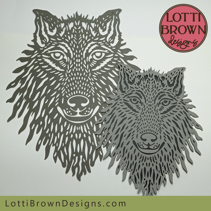 Papercut wolf face template