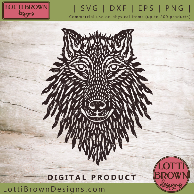 Beautiful wolf face SVG cut file template for Cricut and other cutting machines - intricate and easy to cut for papercutting and more...