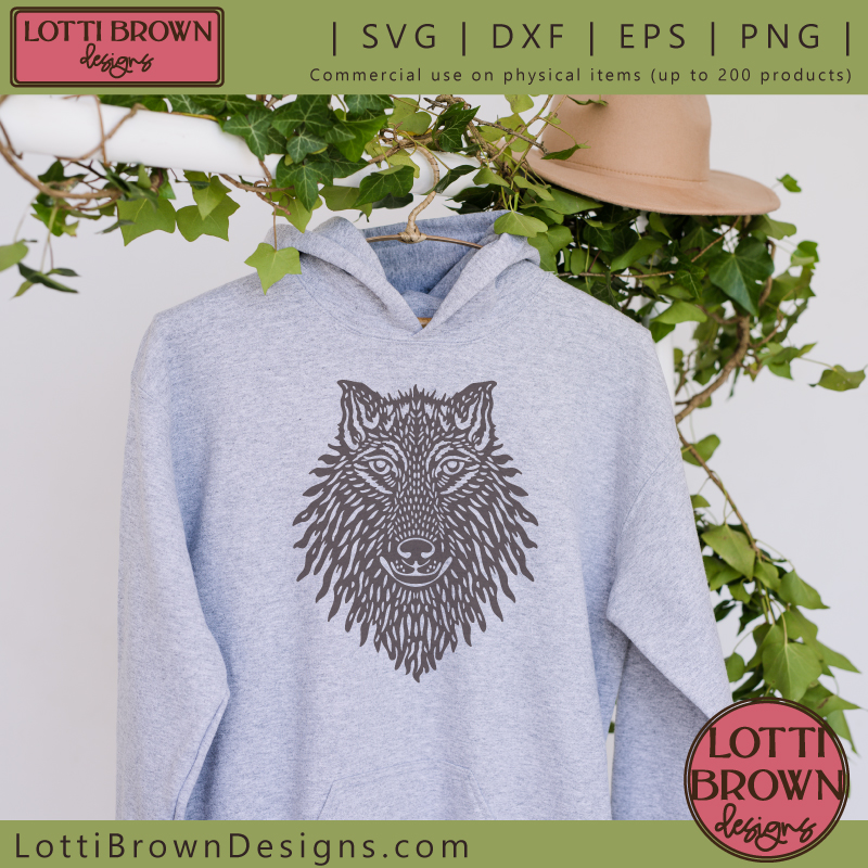 Wolf face cut file sweatshirt crafting idea