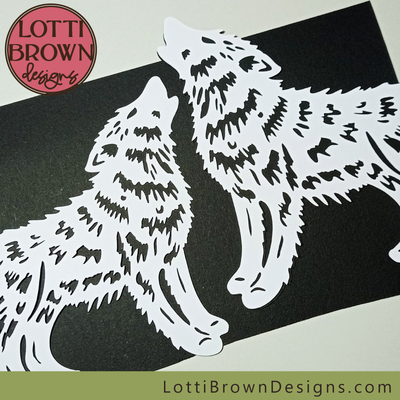 Howling wolf SVG papercut template