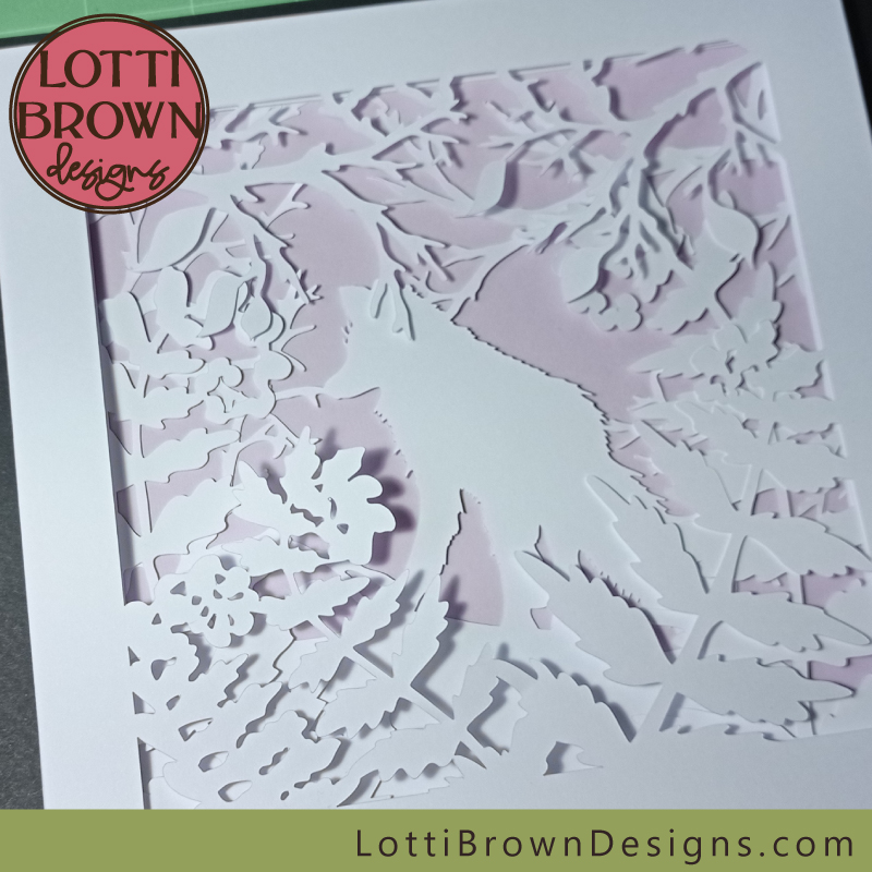 Fox shadow box svg cut in white card