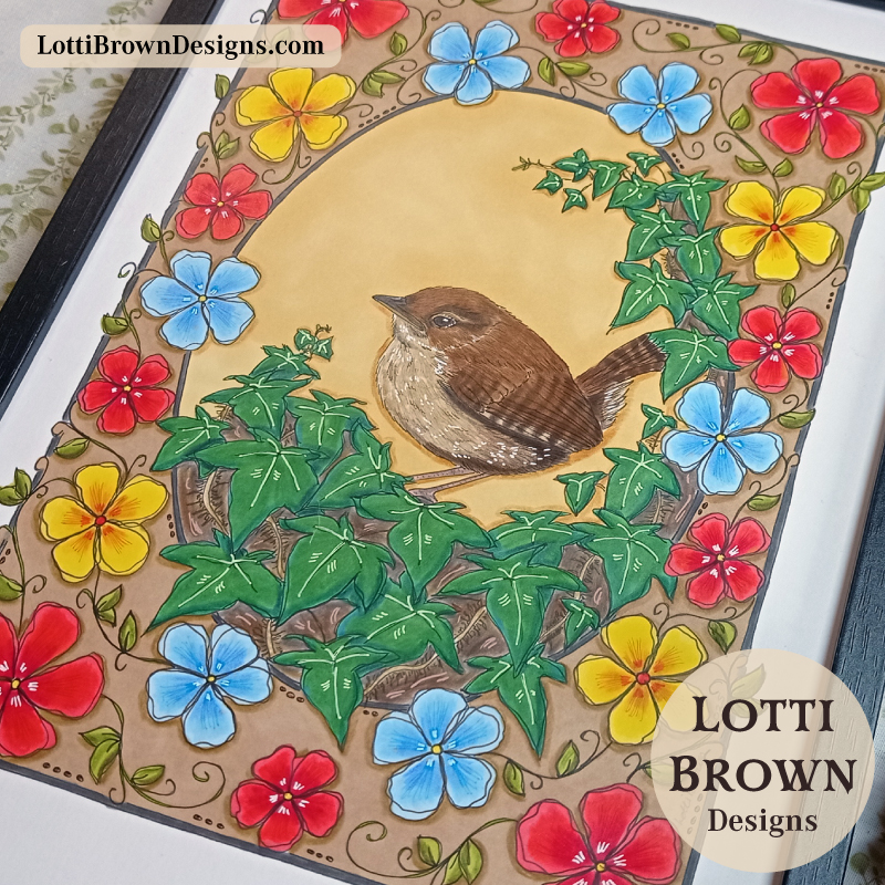 British birds 'Wren' illustration by Lotti Brown