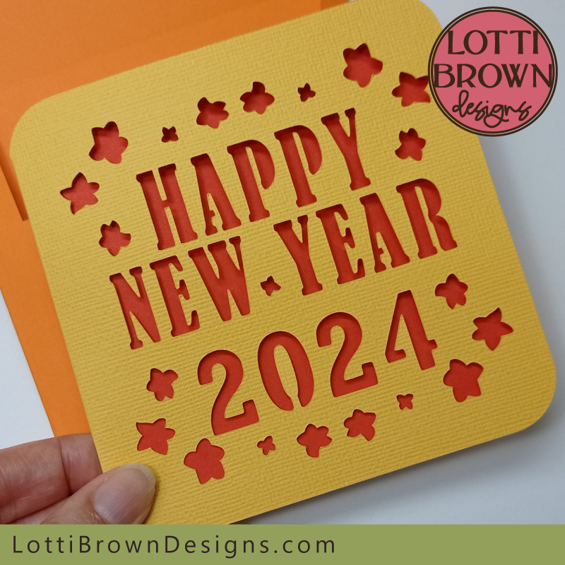 DIY new year card template for Cricut and similar cutting machines - plus a new year birthday card template...