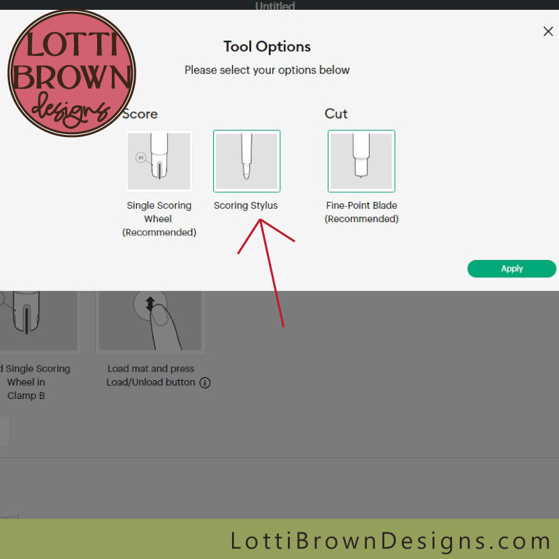 Click to select your type of scoring tool for your machine