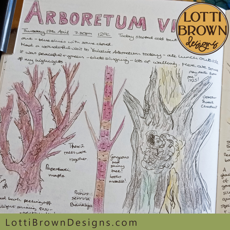 Arboretum trees nature journal page