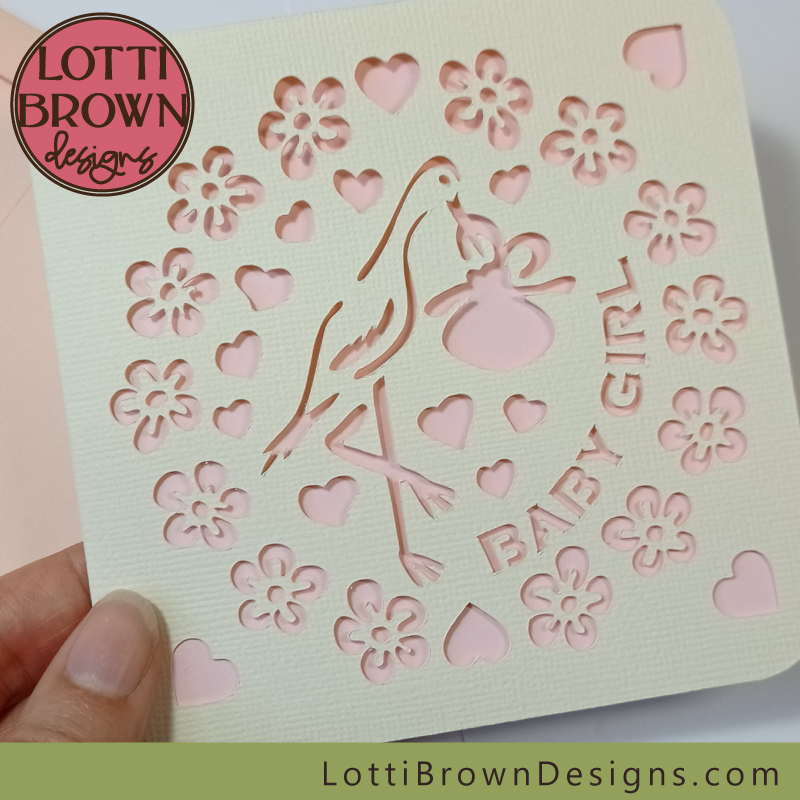 Baby girl card SVG template