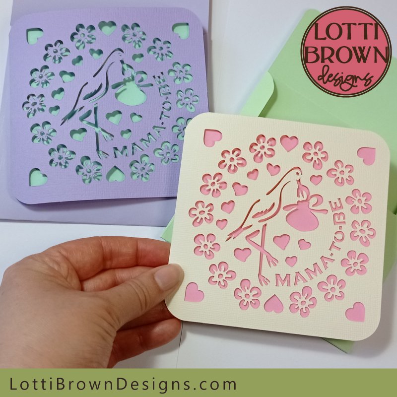 Pretty Mama-to-Be baby shower card SVG design for Cricut and other cutting machines...