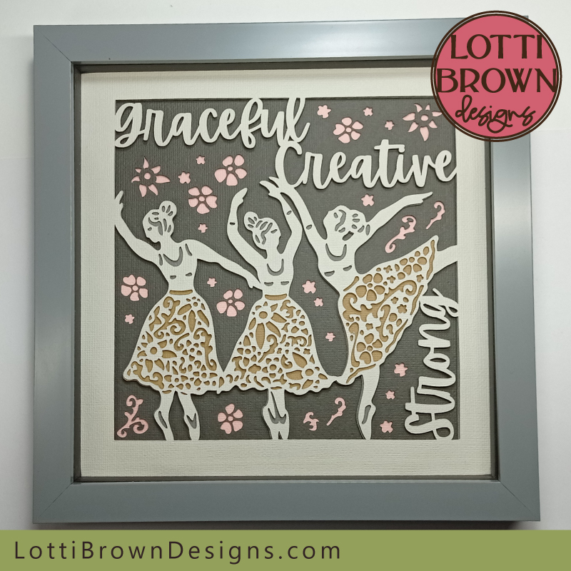 Framed ballet shadow box craft project for Cricut