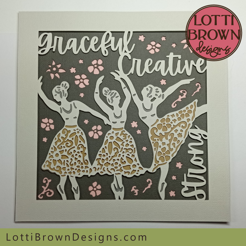 The completed ballet dancers shadow box project