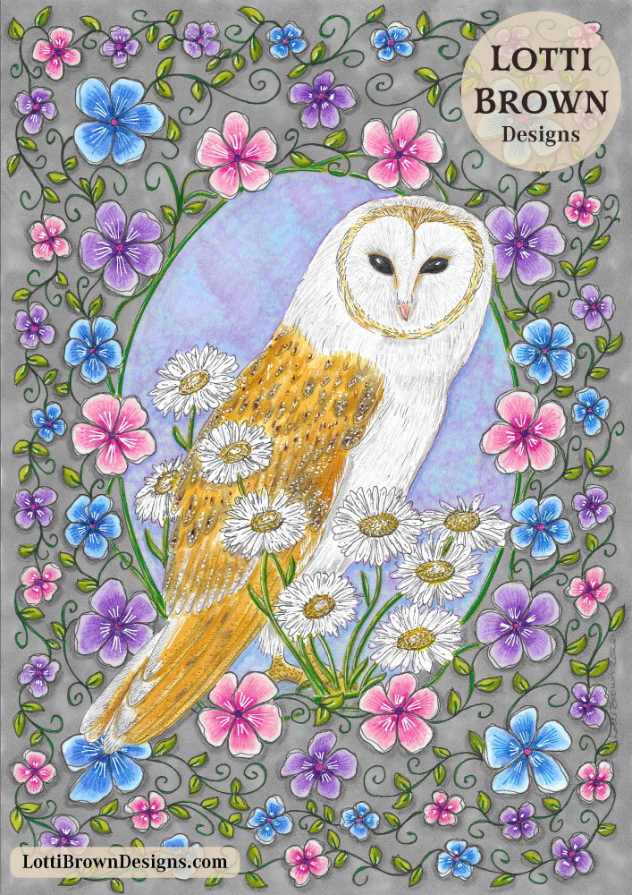 barn owl art by Lotti Brown