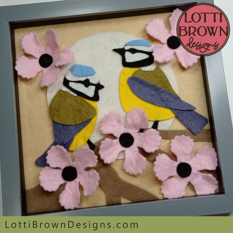 Fun Cricut Felt Cutting Project for Beginners - Make easy blue tits and flowers 3D felt art...