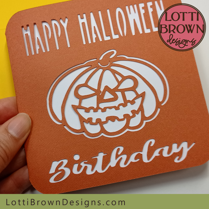 Happy Halloween birthday card made with Cricut Maker