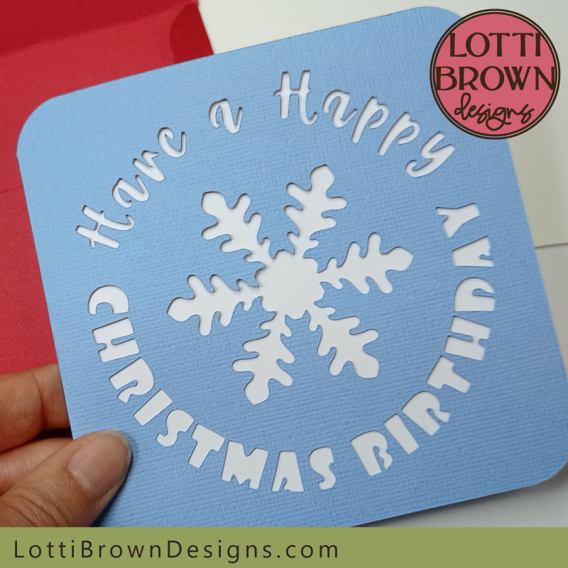 Christmas birthday card template for papercutting with a cutting machine