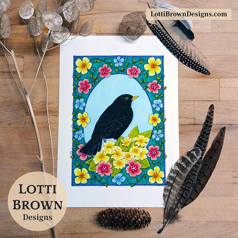 Blackbird eco-friendly giclee art print