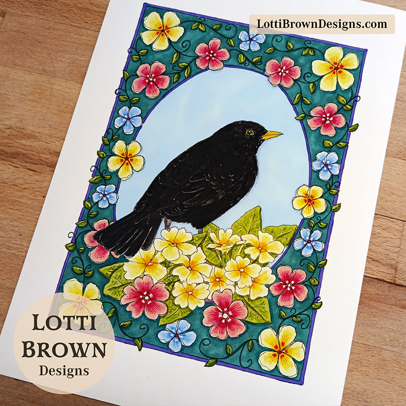 Springtime Blackbird art print