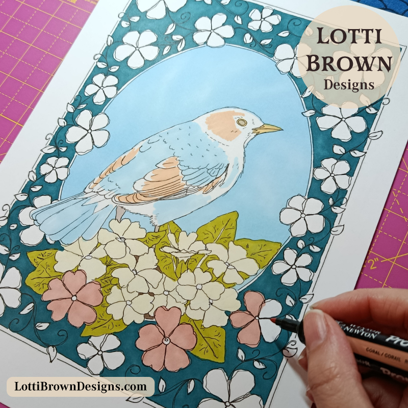 Blackbird Promarker illustration - layering up the colours