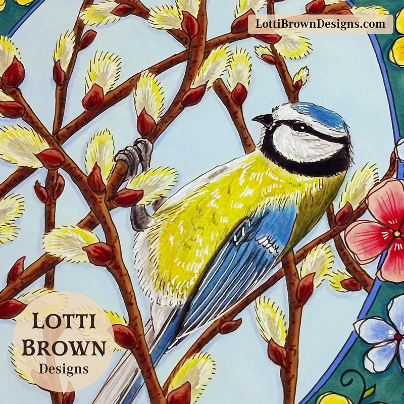 Blue tit art (detail) by Lotti Brown