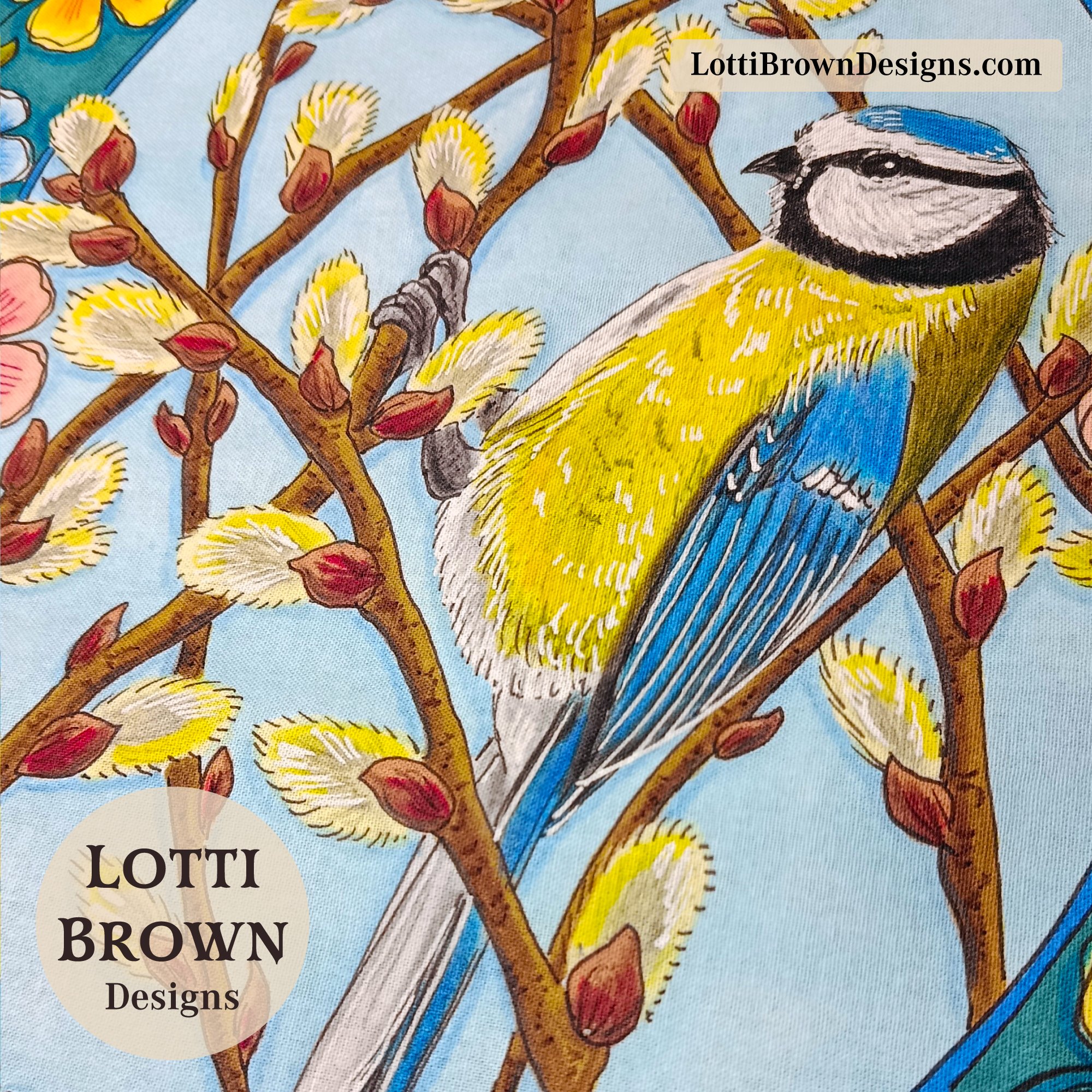 Blue tit tea towel