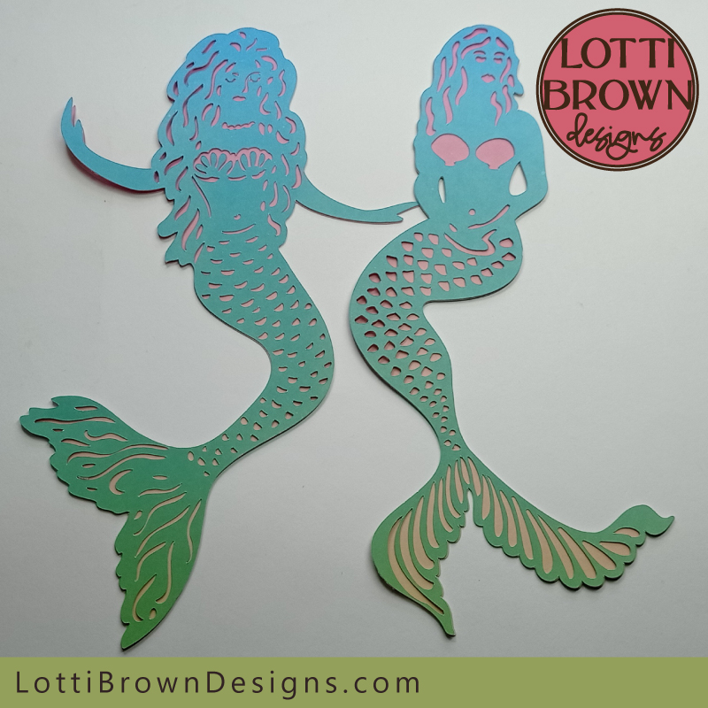 Papercut mermaids in 'ombre' card