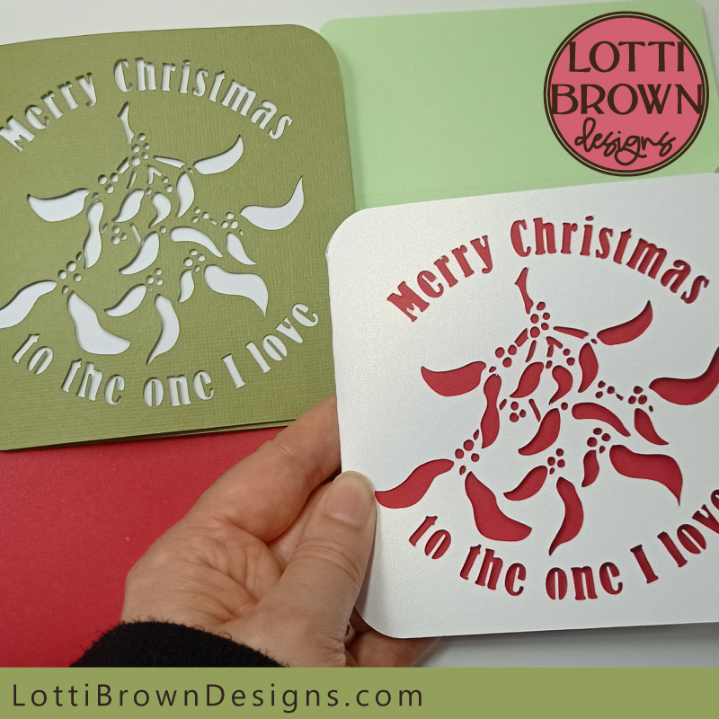 Romantic Christmas card SVG template for husband, wife, boyfriend, girlfiend, fiance/fiancee - with beautiful mistletoe design - make on a cutting machine...