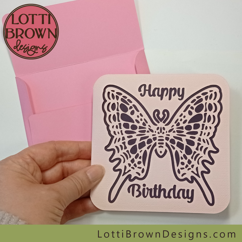 Gorgeous butterfly birthday card SVG cut file