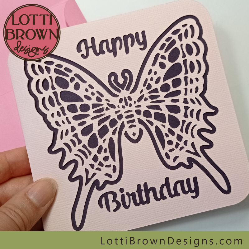 Butterfly birthday card SVG template