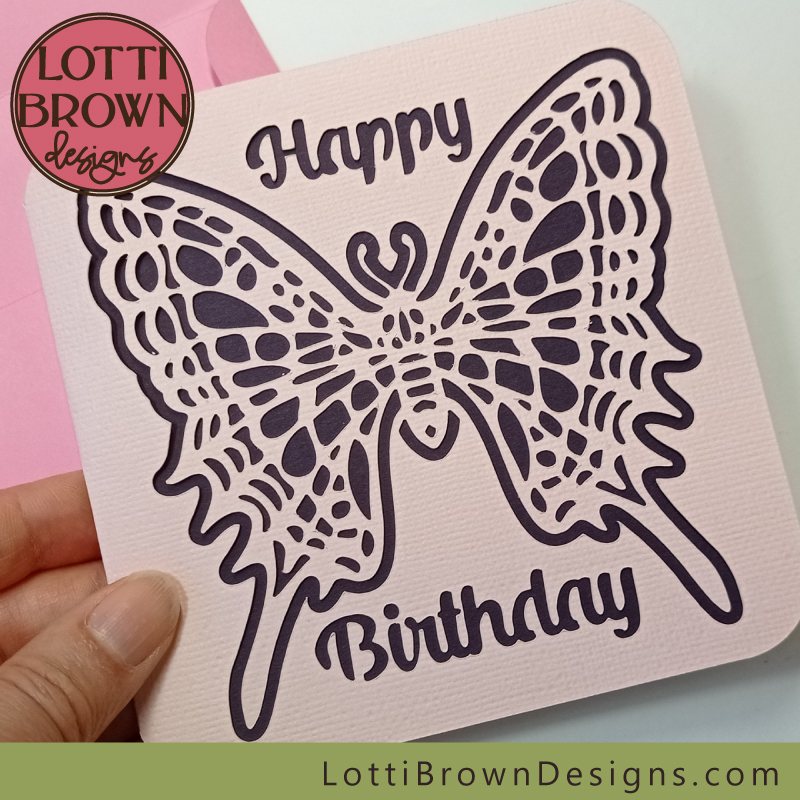 Birthday card template with butterfly design