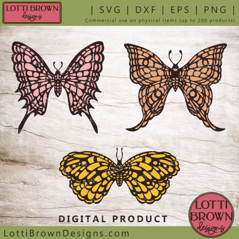 Pretty butterfly SVG file bundle and single file designs - ideal for paper butterfly templates for papercutting and cutting machine crafts...