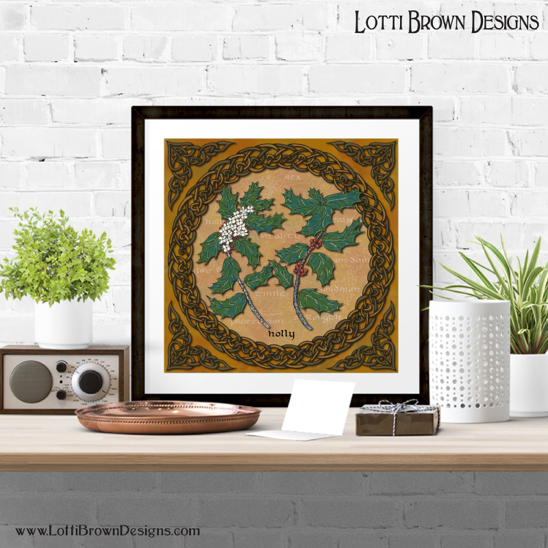 Celtic tree calendar holly art print