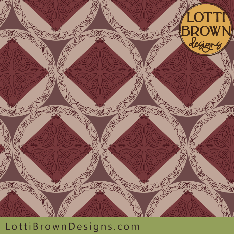 Celtic knotwork pattern wallpaper and fabric pattern in reds