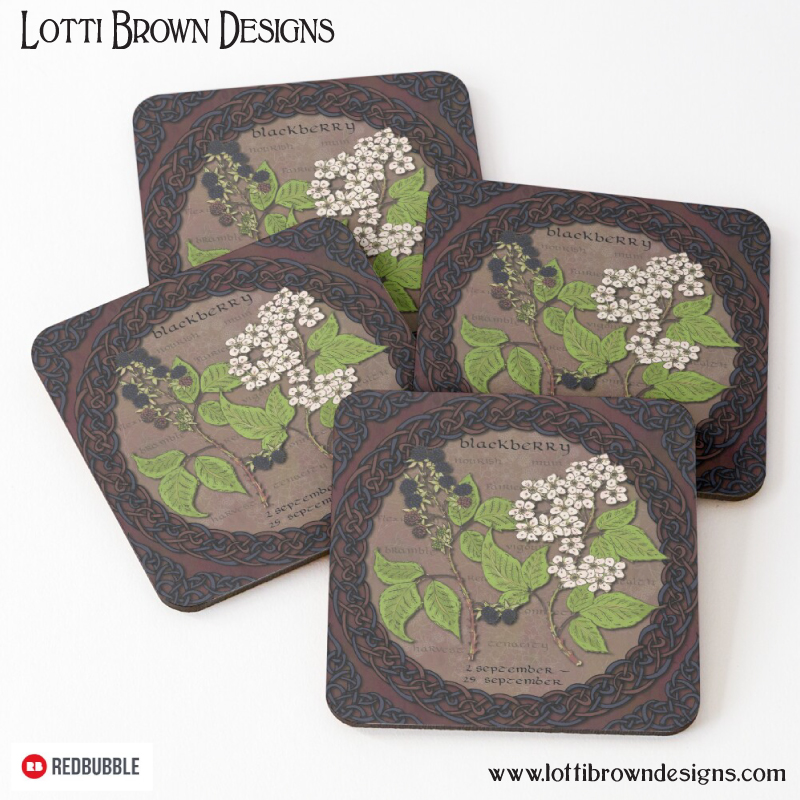 Celtic tree calendar 'Vine' coaster set