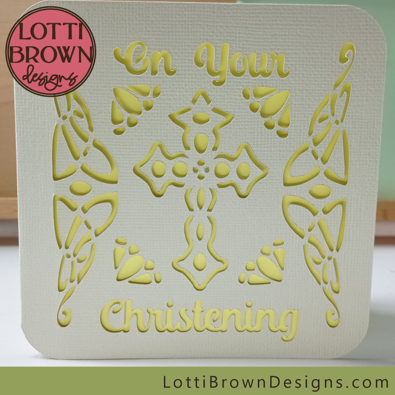 Cut file template for Christening card