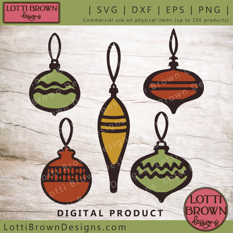 Christmas ornament SVG file bundle for Christmas crafting with your Cricut or similar cutting machine...