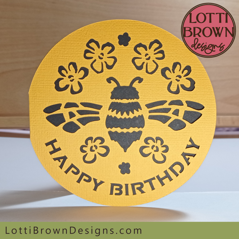 Circular bumble bee card for Cricut