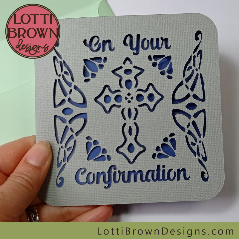 Beautiful confirmation card template for papercutting with a Cricut or other cutting machine...