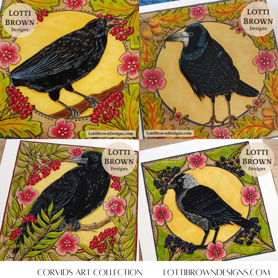 Corvids art collection by Lotti Brown