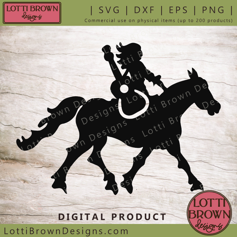 Cowgirl on horse SVG
