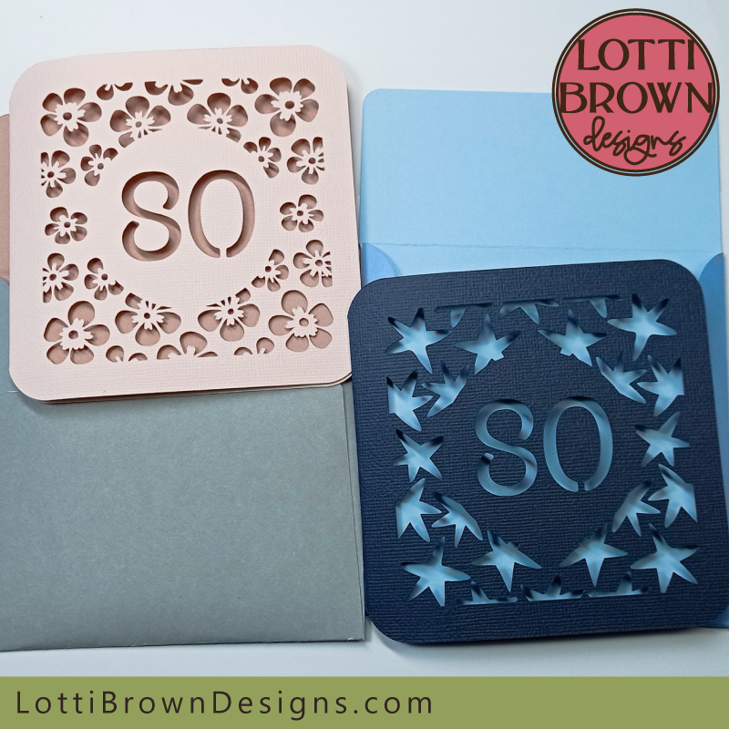 Two 80th card SVG templates to help you craft for a special birthday - a pretty floral design plus a unisex stars design...