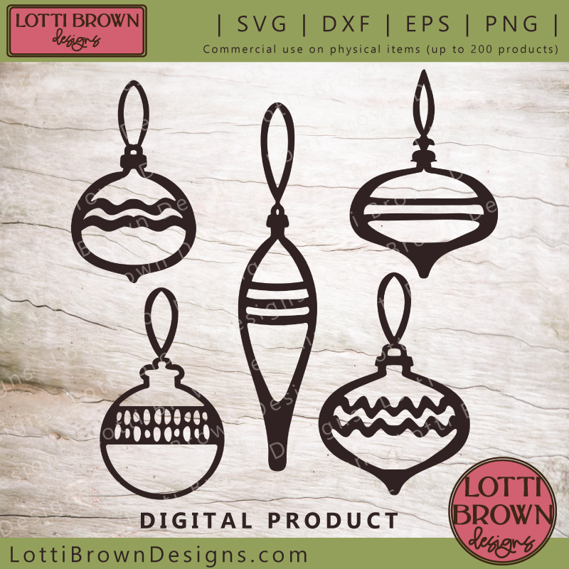 Single-layer Christmas ornaments SVG files
