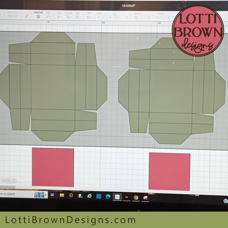 Selecting the two box parts on the template