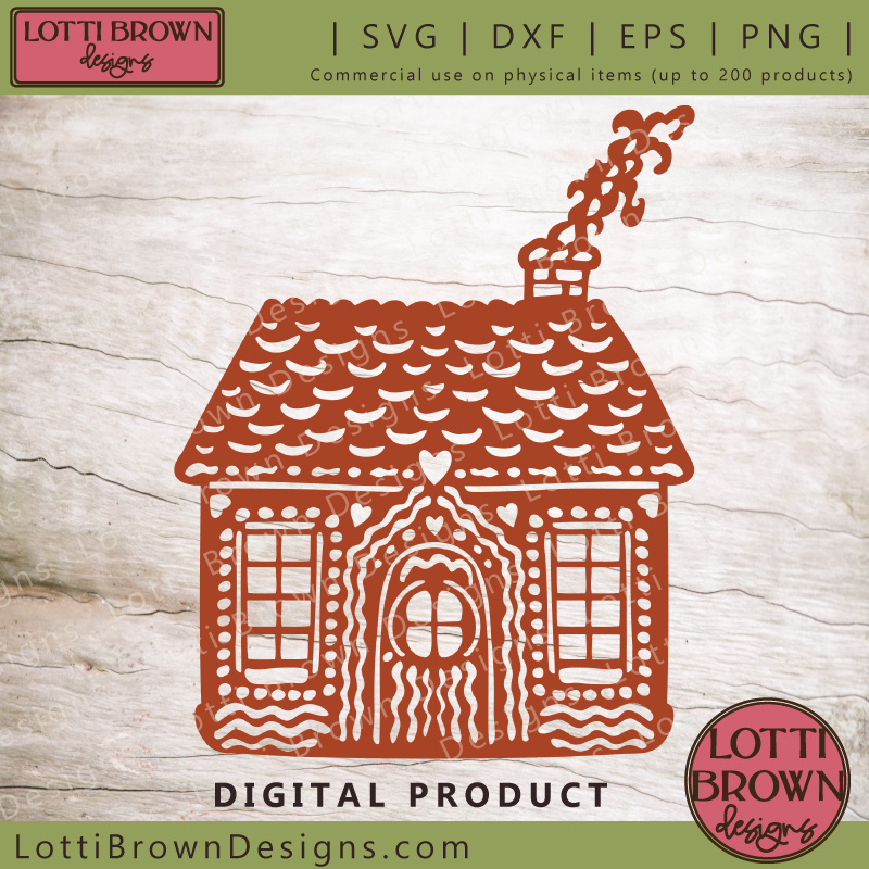 Cute gingerbread house SVG design - ideal for papercutting and Christmas crafting with a cutting machine...